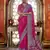 Rani pink poly viscose silk pashmina saree with printed floral motifs saree