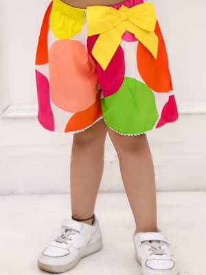 Multicolor printed cotton top and shorts for girls 5