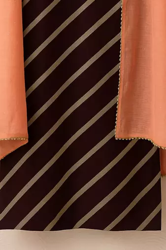 Chanderi self zari lehariya kurta with cotton blend dupatta