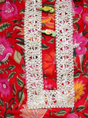 Red printed cotton kurti and salwar with dupatta for girls 4