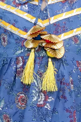 Blue printed cotton kurti and sharara for girls