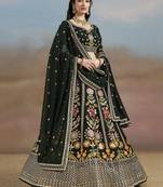 Mesmerizing Green Sequins, Zari, Dori and Multi Color Thread Embroidered georgette indian wedding designer lehenga dress