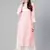 hand embroidered pink georgette lucknowi chikan straight kurta and slip with gota patti work