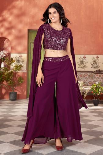 women blooming georgette sequence embroidery work Black kurta set