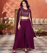 women blooming georgette sequence embroidery work Black kurta set