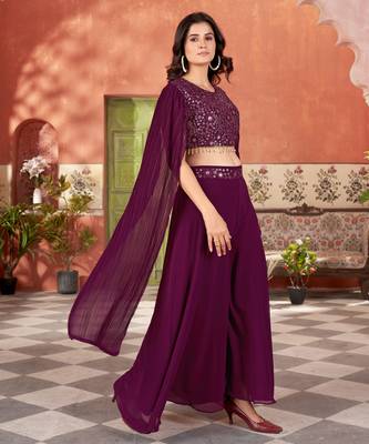 women blooming georgette sequence embroidery work Black kurta set 3