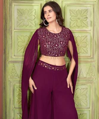 women blooming georgette sequence embroidery work Black kurta set 5
