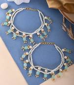 Set of 2 gold-plated pearls anklets