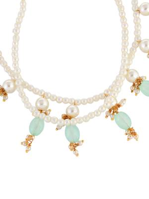 Set of 2 gold-plated pearls anklets 2