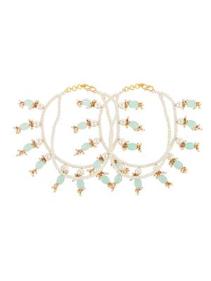Set of 2 gold-plated pearls anklets 3