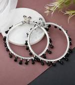 Silver-plated beaded anklets