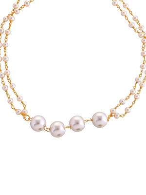 Set of 2 gold-plated pearls anklets 3