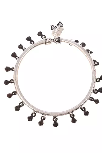 Silver-plated beaded anklets