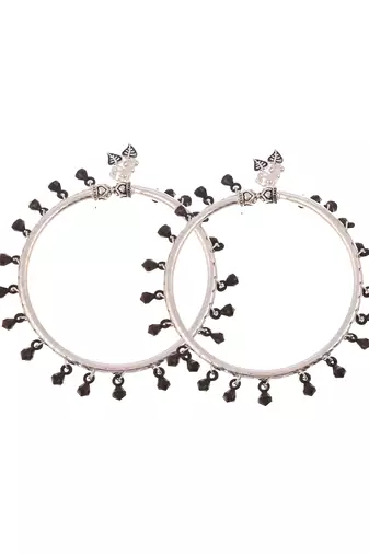 Silver-plated beaded anklets