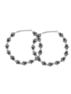 Silver-plated artificial stones and beads anklet 3