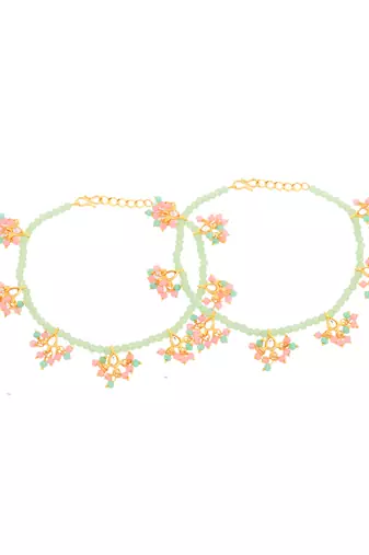 Gold-plated pearls anklet