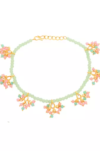 Gold-plated pearls anklet