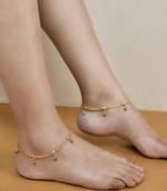 Gold-plated artificial beads enamelled anklets