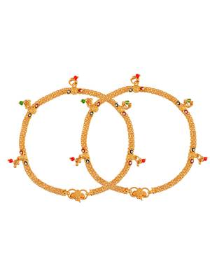 Gold-plated artificial beads enamelled anklets 4