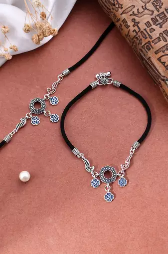 Set of 2 silver-plated anklets