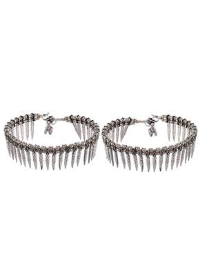 Set of 2 silver-plated oxidised beaded afghan anklets 3