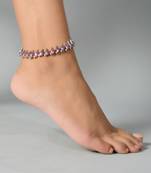 Women silver-plated pink beaded charm handcrafted anklet
