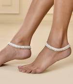 Silver-plated intricate bead detailing anklet