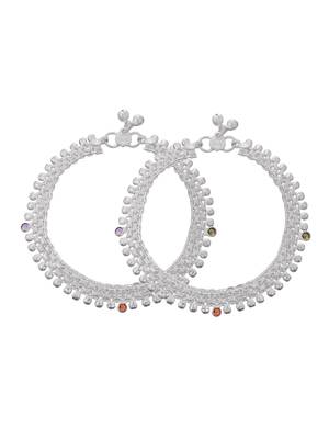 Silver-plated intricate bead detailing anklet 3