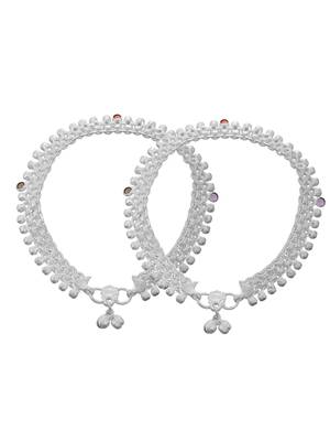 Silver-plated intricate bead detailing anklet 4