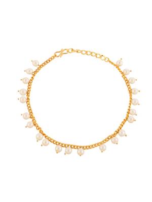 Set of 2 gold-plated & pearl anklet 4