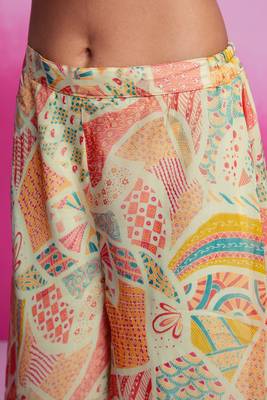 Lovely cream digital printed organza party wear crop top palazzo 5