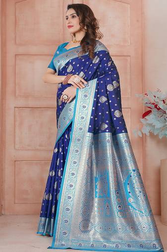 women green traditional art silk saree comes with matching blouse