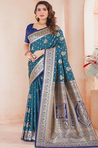 women rama traditional art silk saree comes with matching blouse
