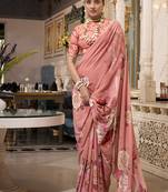 Georgette Printed Saree with Pearl Lace Elegance