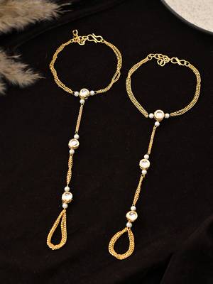Gold-plated kundan anklet 2