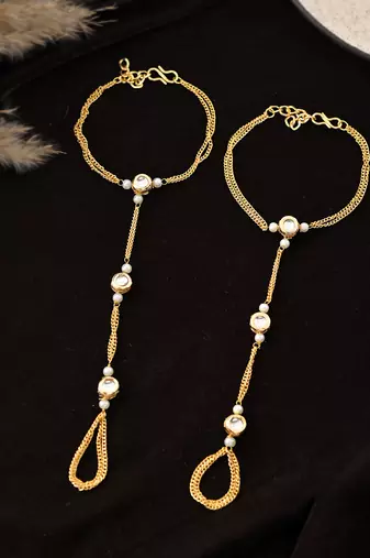 Gold-plated kundan anklet