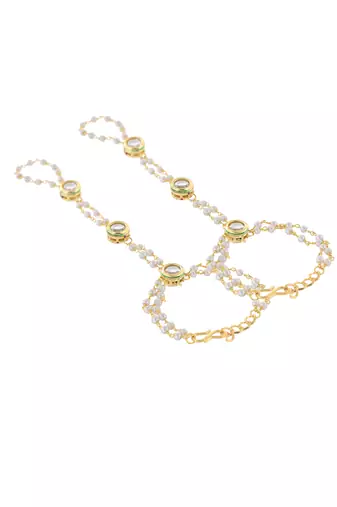 Gold-plated kundan anklet