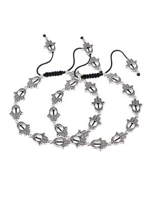 Hamsa beaded black thread anklet 3