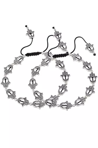 Hamsa beaded black thread anklet
