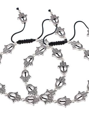 Hamsa beaded black thread anklet 4