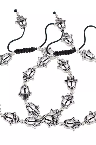 Hamsa beaded black thread anklet