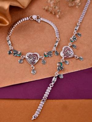 Silver-plated enamelled anklets 2