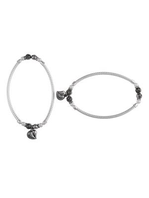 Set of 2 silver-plated pearls anklets 3