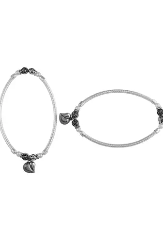 Set of 2 silver-plated pearls anklets