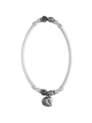 Set of 2 silver-plated pearls anklets 4