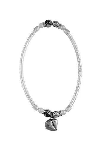Set of 2 silver-plated pearls anklets