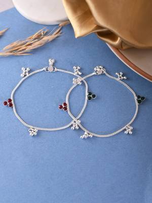 Silver-plated artificial stones anklet 2