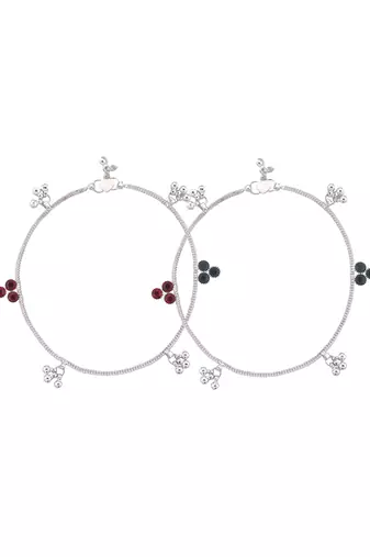 Silver-plated artificial stones anklet