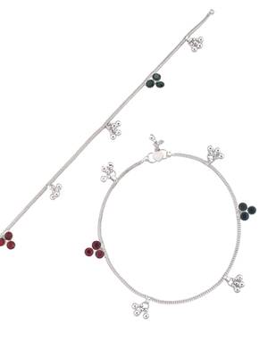 Silver-plated artificial stones anklet 4