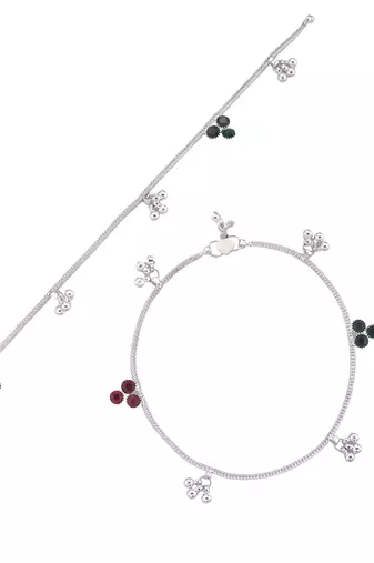 Silver-plated artificial stones anklet